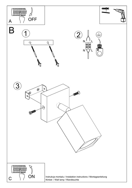 Kinkiet KEKE dąb + 1x Żarówka LED GU-10 4000K Zimna 7W 630lm
