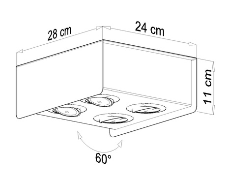 Plafon STEREO 4 biały/czarny