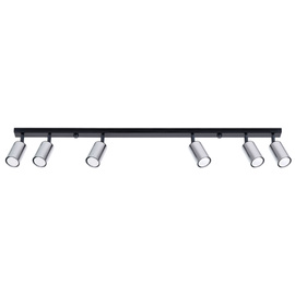 Plafon WINX 6L czarny/chrom + 6x Żarówka LED GU-10 4000K Zimna 7W 530lm