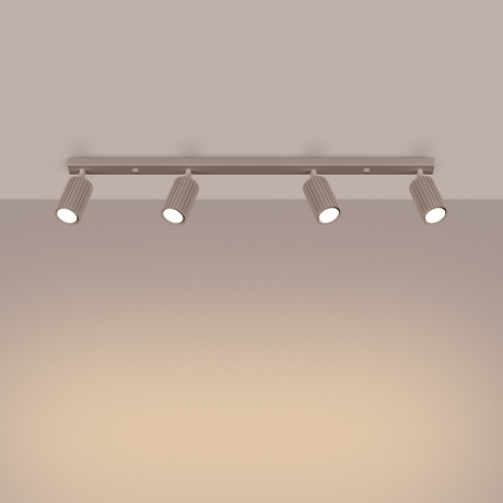 Plafon KARBON 4L taupe + 4X Żarówka LED GU-10 3000K Ciepła 7W 510lm