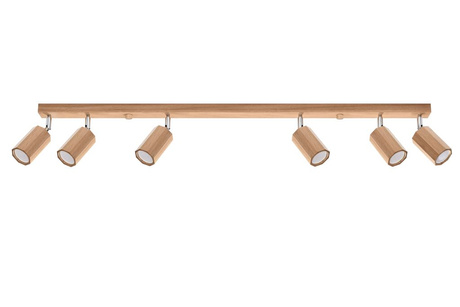 Plafon ZEKE 6 dąb + 6x Żarówka LED GU-10 3000K Ciepła 7W 620lm