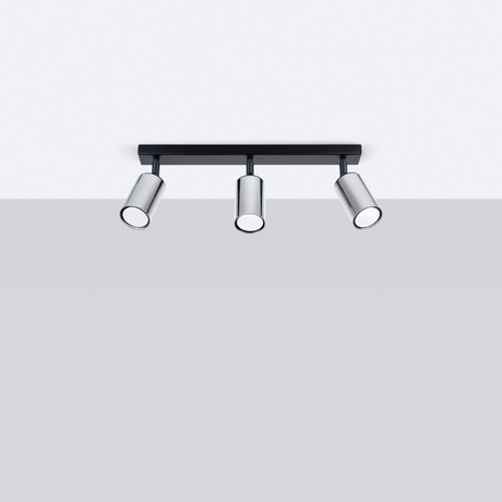 Plafon WINX 3 czarny/chrom + 3x Żarówka LED GU-10 3000K Ciepła 7W 510lm