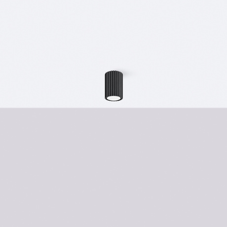 Plafon KARBON 10 czarny + 1x Żarówka LED GU-10 3000K Ciepła 7W 510lm