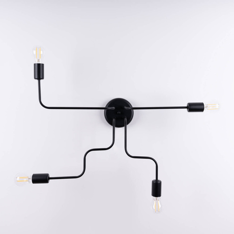 Żyrandol VECTOR 4 czarny + 4X Żarówka LED E27 3000K 7W 760lm