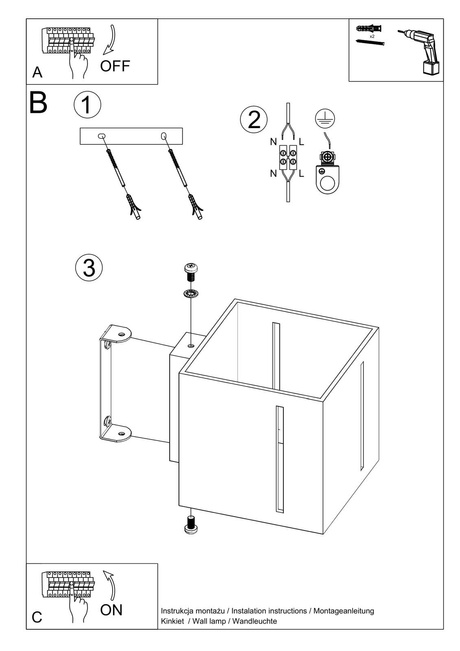 Kinkiet PIXAR czarny + 1x Żarówka LED G9 3000K Ciepła 4,5W 510lm