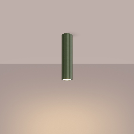 Plafon KARBON 30 zielony oliwkowy + 1x Żarówka LED GU-10 4000K Zimna 7W 530lm