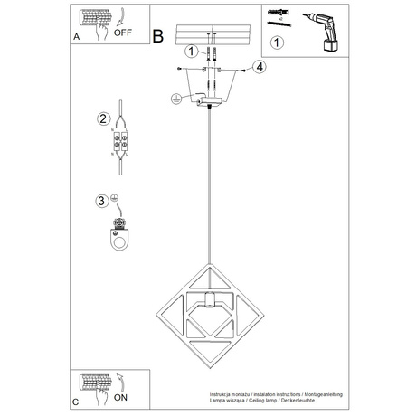 Lampa wisząca CARO 1X Żarówka LED E27 3000K Ciepła 7,5W 620lm