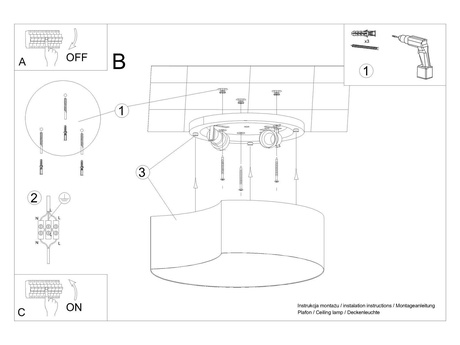 Plafon CIRCLE 1 biały + 2x Żarówka LED E27 3000K Ciepła 7,5W 620lm