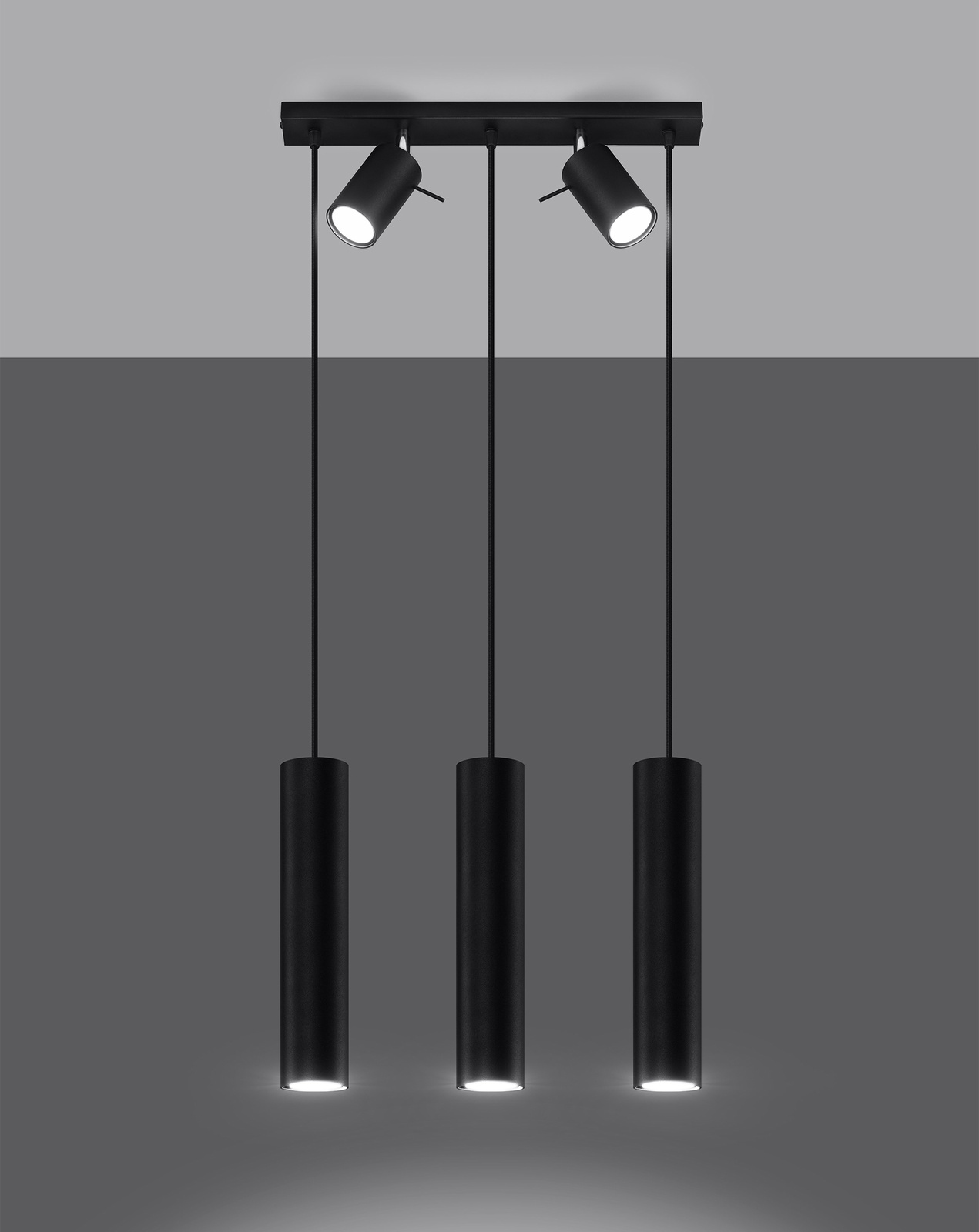 Lampa wisząca RING 3 czarny + 5x Żarówka LED GU-10 4000K Zimna 7W 630lm