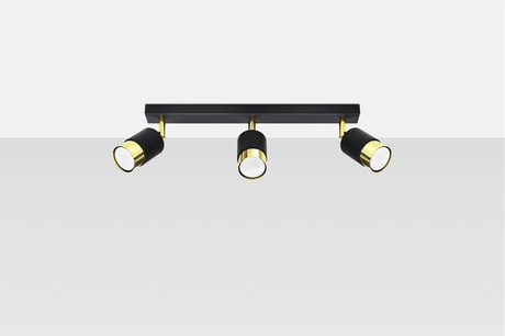 Plafon NERO 3 czarny/złoty + 3x Żarówka LED GU-10 3000K Ciepła 7W 620lm