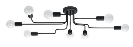 Żyrandol VECTOR 8 czarny + 8x Żarówka LED E27 3000K Ciepła 7,5W 620lm