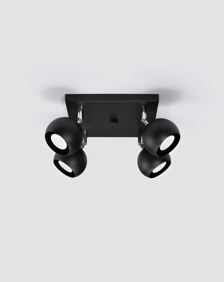 Plafon OCULARE 4 czarny + 4x Żarówka LED GU-10 4000K Zimna 7W 630lm