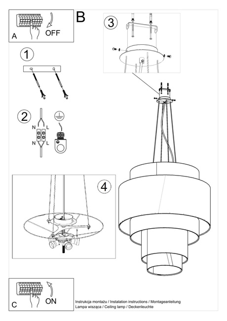 Żyrandol REFLEXION 80 biały + 7x Żarówka LED E27 3000K Ciepła 7,5W 620lm