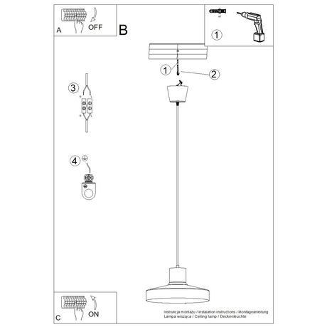 Lampa wisząca BILO beżowa + 1X Żarówka LED E27 3000K 7W 760lm