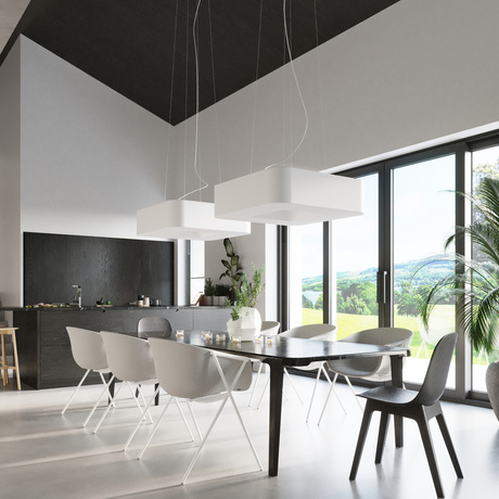 Żyrandol URANO 60 biały + 8x Żarówka LED E27 4000K Zimna 7,5W 650lm