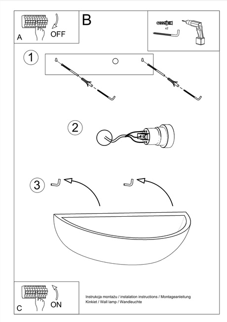 Kinkiet ceramiczny OSKAR biały + 1x Żarówka LED E27 3000K Ciepła 7,5W 620lm