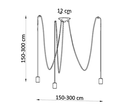Lampa wisząca EDISON 3 czarny + 3x Żarówka LED E27 4000K Zimna 7,5W 650lm