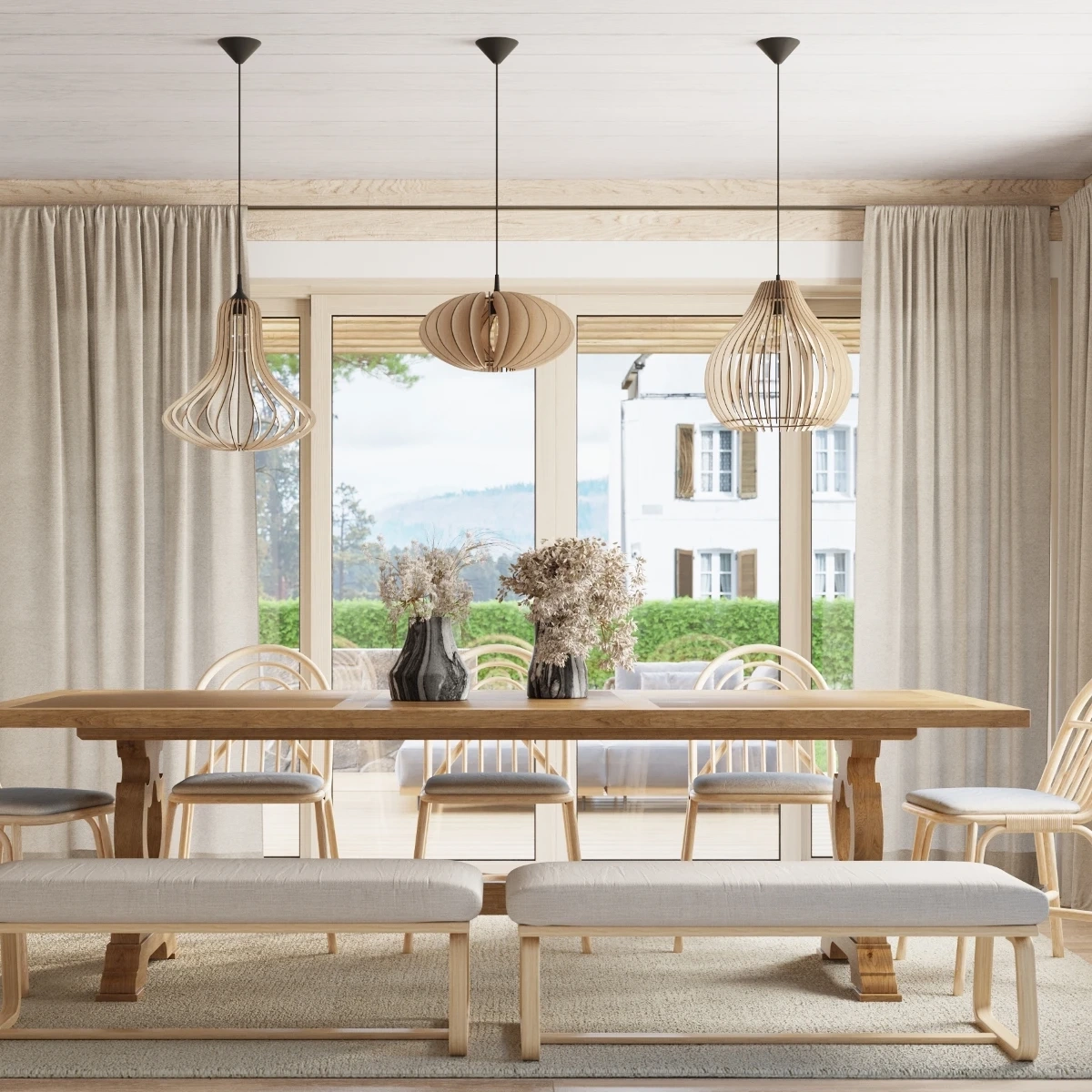 Lampa wisząca APRILLA naturalne drewno