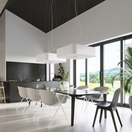 Żyrandol URANO 60 biały + 8x Żarówka LED E27 4000K Zimna 7,5W 650lm