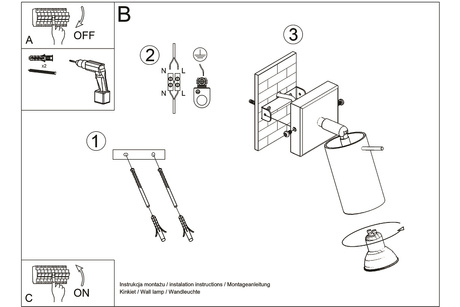 Kinkiet BERG naturalne drewno + 1x Żarówka LED GU-10 3000K Ciepła 7W 620lm