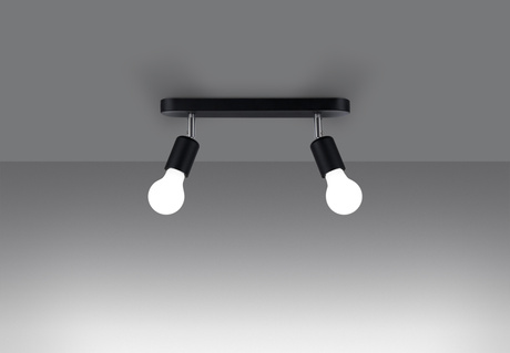 Plafon FORNES 2 czarny + 2x Żarówka LED E27 3000K Ciepła 7,5W 620lm