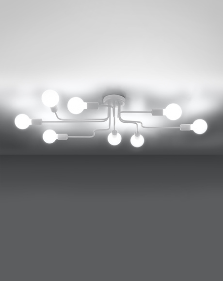 Żyrandol HECTOR 8 biały + 8x Żarówka LED E27 4000K Zimna 7,5W 650lm