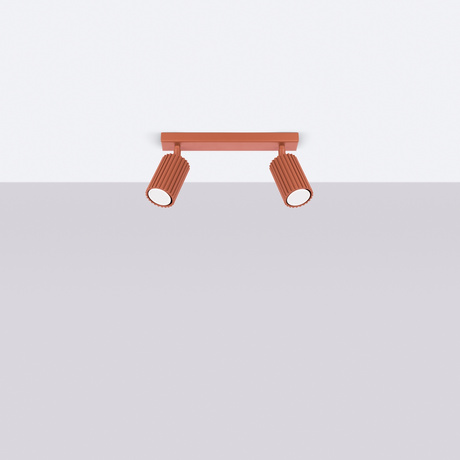 Plafon KARBON 2 ochra czerwona + 2x Żarówka LED GU-10 3000K Ciepła 7W 510lm