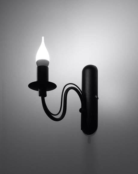 Kinkiet MINERWA czarny + 1x Żarówka LED E14 3000K Ciepła 7,5W 620lm