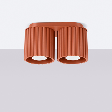 Plafon AURA 2 ochra czerwona GU10 + 2X Żarówka LED GU-10 4000K Zimna 7W 530lm