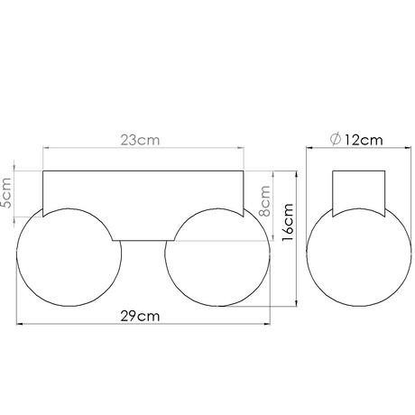 Plafon BULBO 2 naturalne drewno + 2x Żarówka LED G9 3000K Ciepła 4,5W 450lm