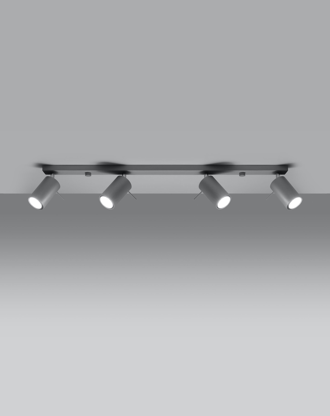 Plafon RING 4L Szary + 4x Żarówka LED GU-10 3000K Ciepła 7W 620lm