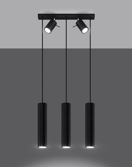 Lampa wisząca RING 3 czarny + 5x Żarówka LED GU-10 4000K Zimna 7W 630lm