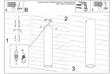 Plafon LAGOS 30 biały + 1x Żarówka LED GU-10 3000K Ciepła 7W 620lm