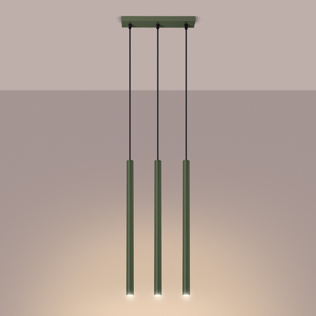 Lampa wisząca PASTELO 3P zielona oliwka + 3x Żarówka LED G9 3000K Ciepła 4,5W 450lm