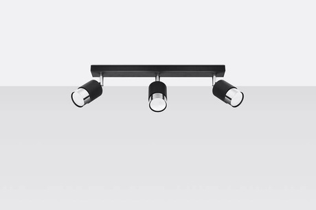 Plafon NERO 3 czarny/chrom + 3x Żarówka LED GU-10 4000K Zimna 7W 630lm