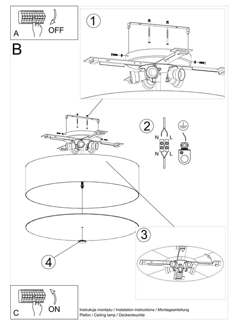 Plafon SKALA 70 biały + 6x Żarówka LED E27 4000K Zimna 7,5W 650lm