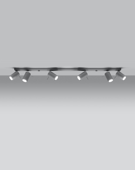 Plafon RING 6L szary + 6x Żarówka LED GU-10 4000K Zimna 7W 630lm