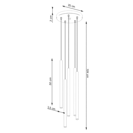 Lampa wisząca PASTELO 5P ochra czerwona + 5x Żarówka LED G9 3000K Ciepła 4,5W 450lm