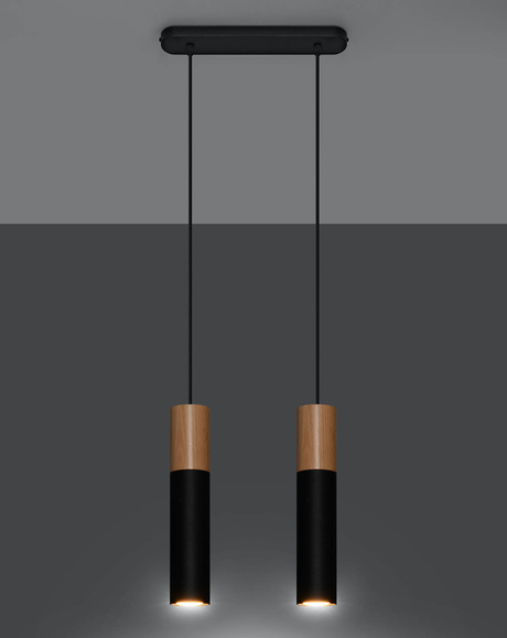 Lampa Wisząca PABLO 2 czarna + 2x Żarówka LED GU-10 3000K Ciepła 7W 620lm