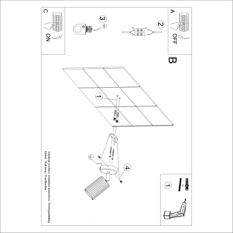 Kinkiet KARBON złoty z włącznikiem