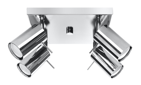 Plafon RING 4 chrom + 4x Żarówka LED GU-10 3000K Ciepła 7W 620lm