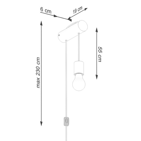Kinkiet NIMBI E27 z włącznikiem + 1x Żarówka LED E27 3000K Ciepła 7,5W 620lm