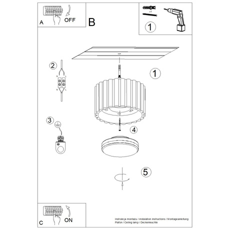 Plafon AURA 1 brzoskwiniowy Gx53 + 1X Żarówka LED GX53 4000K 8W 720lm