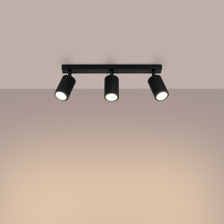 Plafon KARBON 3L czarny + 3x Żarówka LED GU-10 3000K Ciepła 7W 510lm
