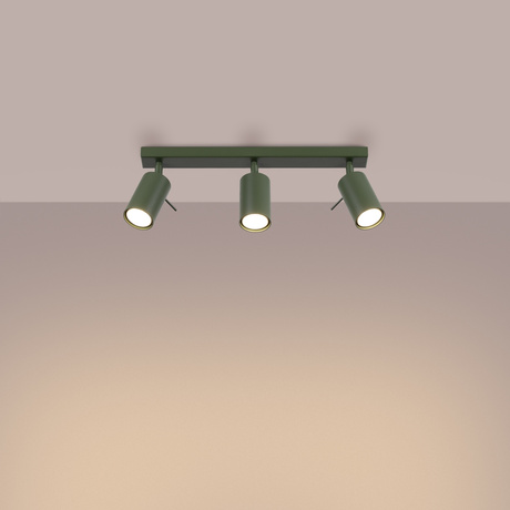 Plafon RING 3L zielony oliwkowy + 3x Żarówka LED GU-10 3000K Ciepła 7W 510lm
