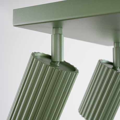 Plafon KARBON 4 zielony oliwkowy + 4x Żarówka LED GU-10 4000K Zimna 7W 530lm