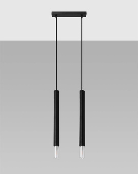 Lampa wisząca WEZYR 2 czarna + 2x Żarówka LED G9 3000K Ciepła 4,5W 510lm