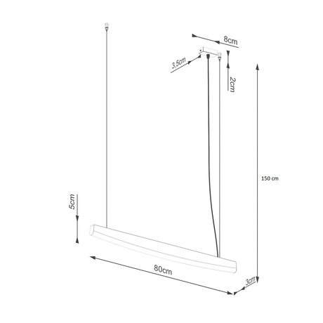 Lampa wisząca JORUN 80 czarna LED 3000K