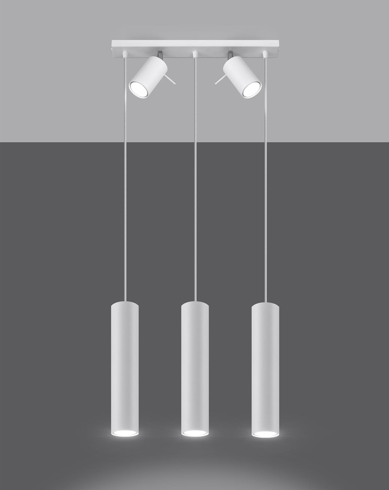 Lampa wisząca RING 3 biały + 5x Żarówka LED GU-10 3000K Ciepła 7W 620lm