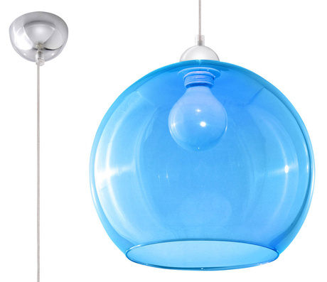 Lampa wisząca BALL błękitna + 1x Żarówka LED E27 3000K Ciepła 7,5W 620lm